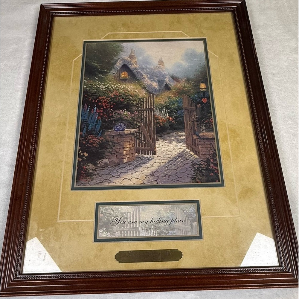 Thomas Kinkade Hometown Cottage III Accent Print Framed COA 1999 Psalm 32:7